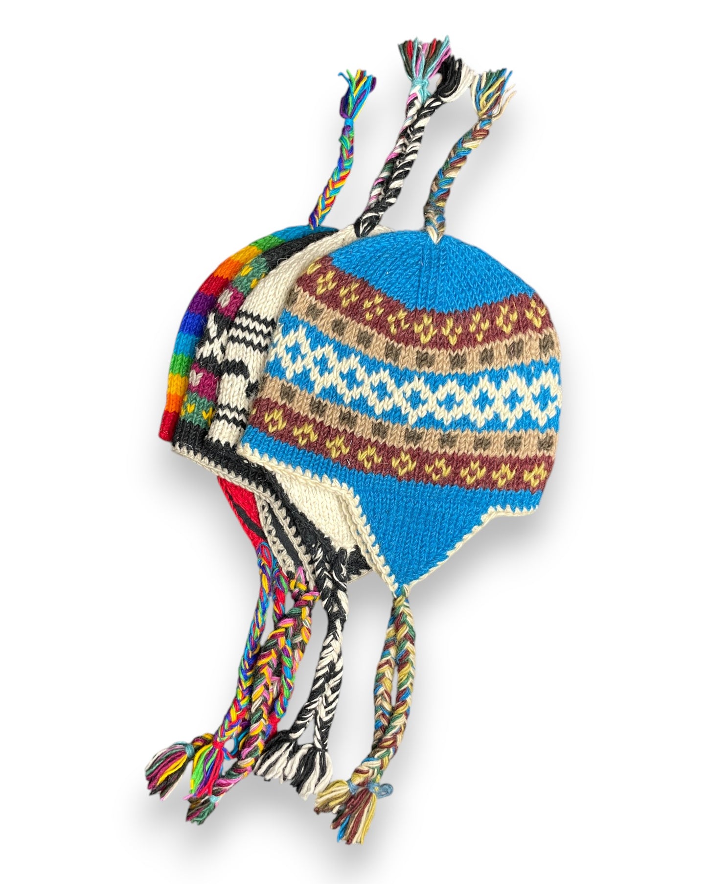 „Manaslu“ – Handgestrickte Nepal-Mütze mit Ohrenklappen