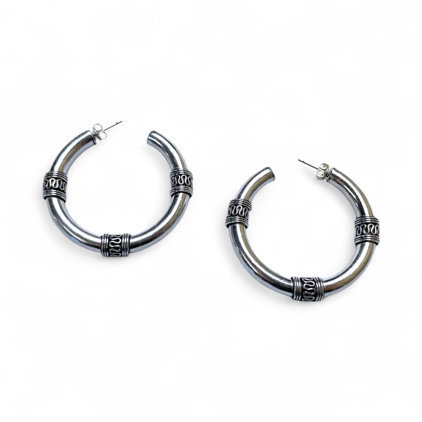 Kreolen im Ethno-Stil – Messing Gold oder Silber (Ø 5 cm)