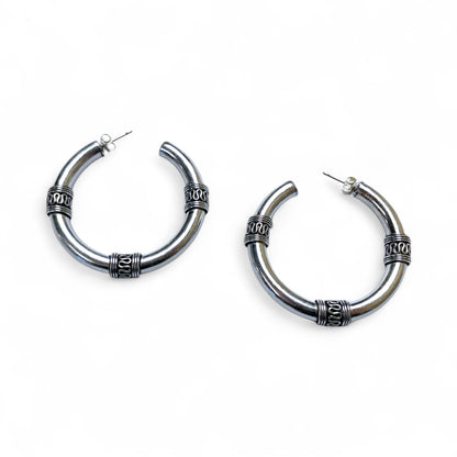 Kreolen im Ethno-Stil – Messing Gold oder Silber (Ø 5 cm)