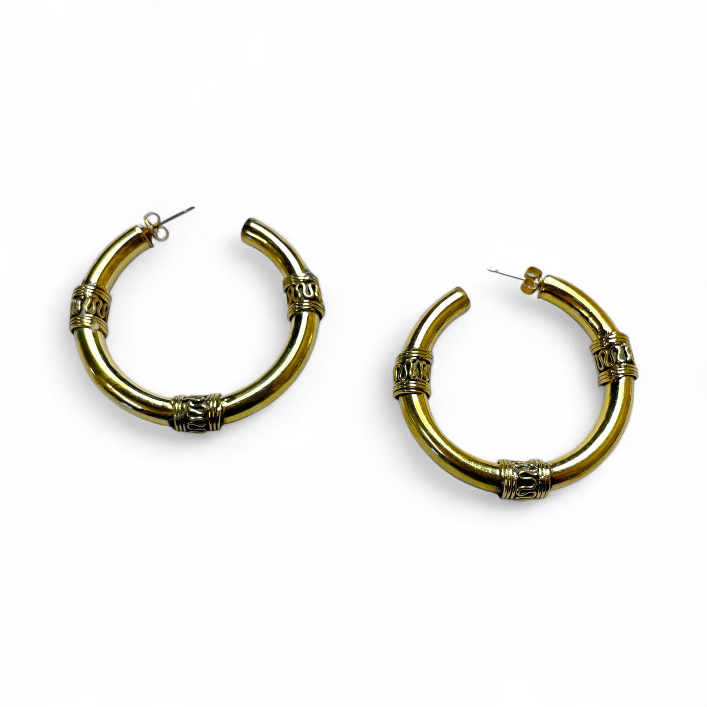 Kreolen im Ethno-Stil – Messing Gold oder Silber (Ø 5 cm)