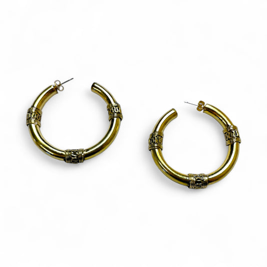 Kreolen im Ethno-Stil – Messing Gold oder Silber (Ø 5 cm)