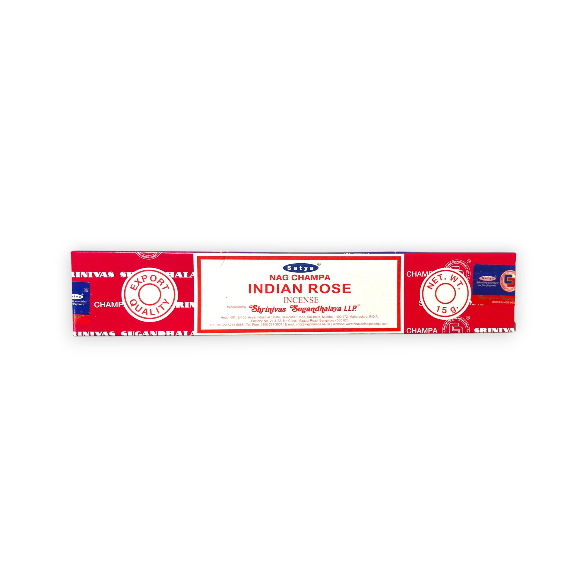 Indian Rose Satya Original Räucherstäbchen 15 g – Original Nag Champa aus Indien, ideal zum Wohnung ausräuchern und Haus ausräuchern