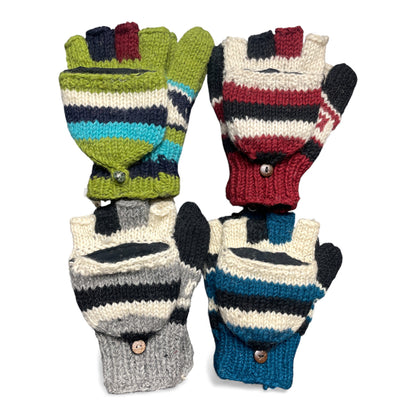 „Kailash“ – Handgestrickte Nepal-Umschlag-Fäustlinge Farben