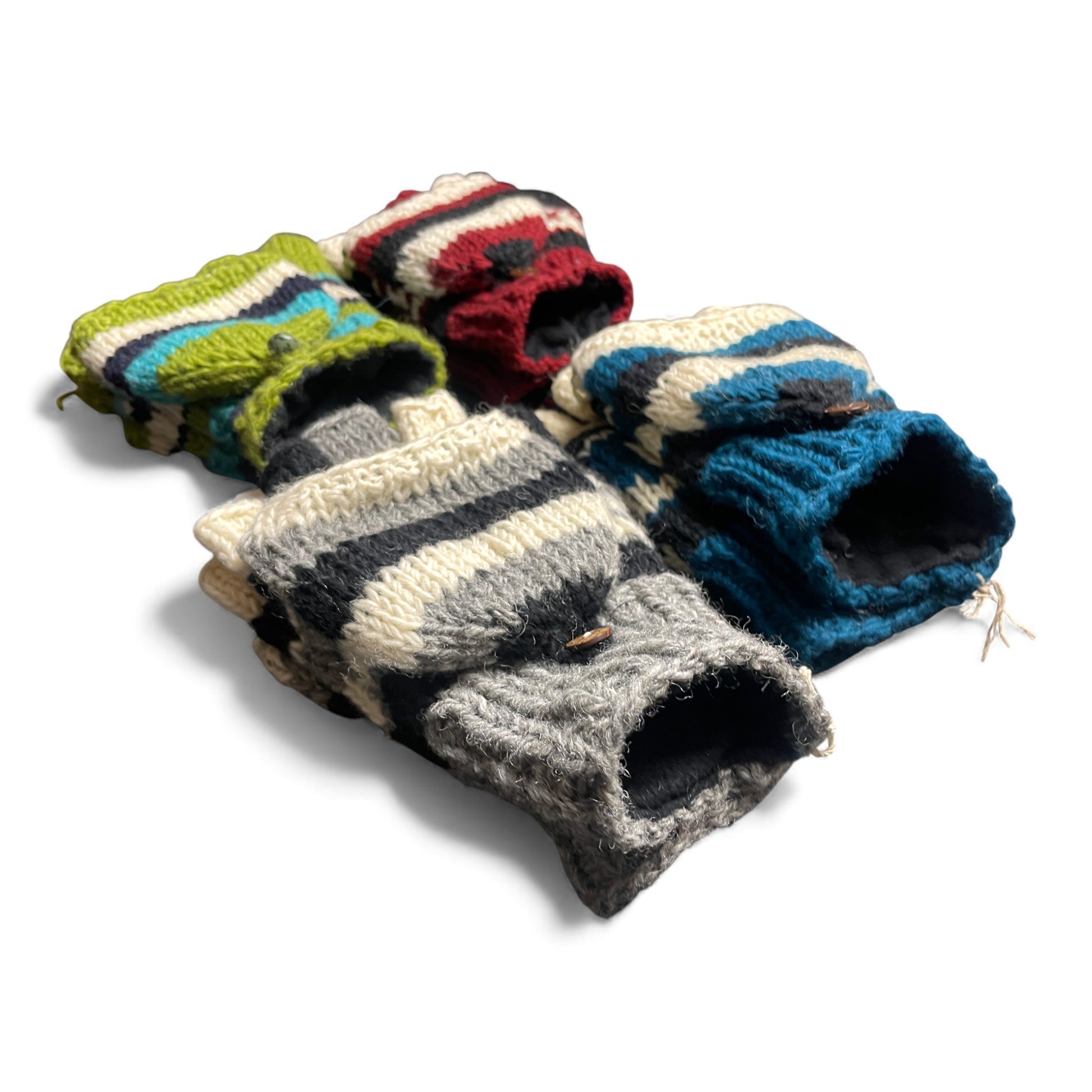 „Kailash“ – Handgestrickte Nepal-Umschlag-Fäustlinge Futter