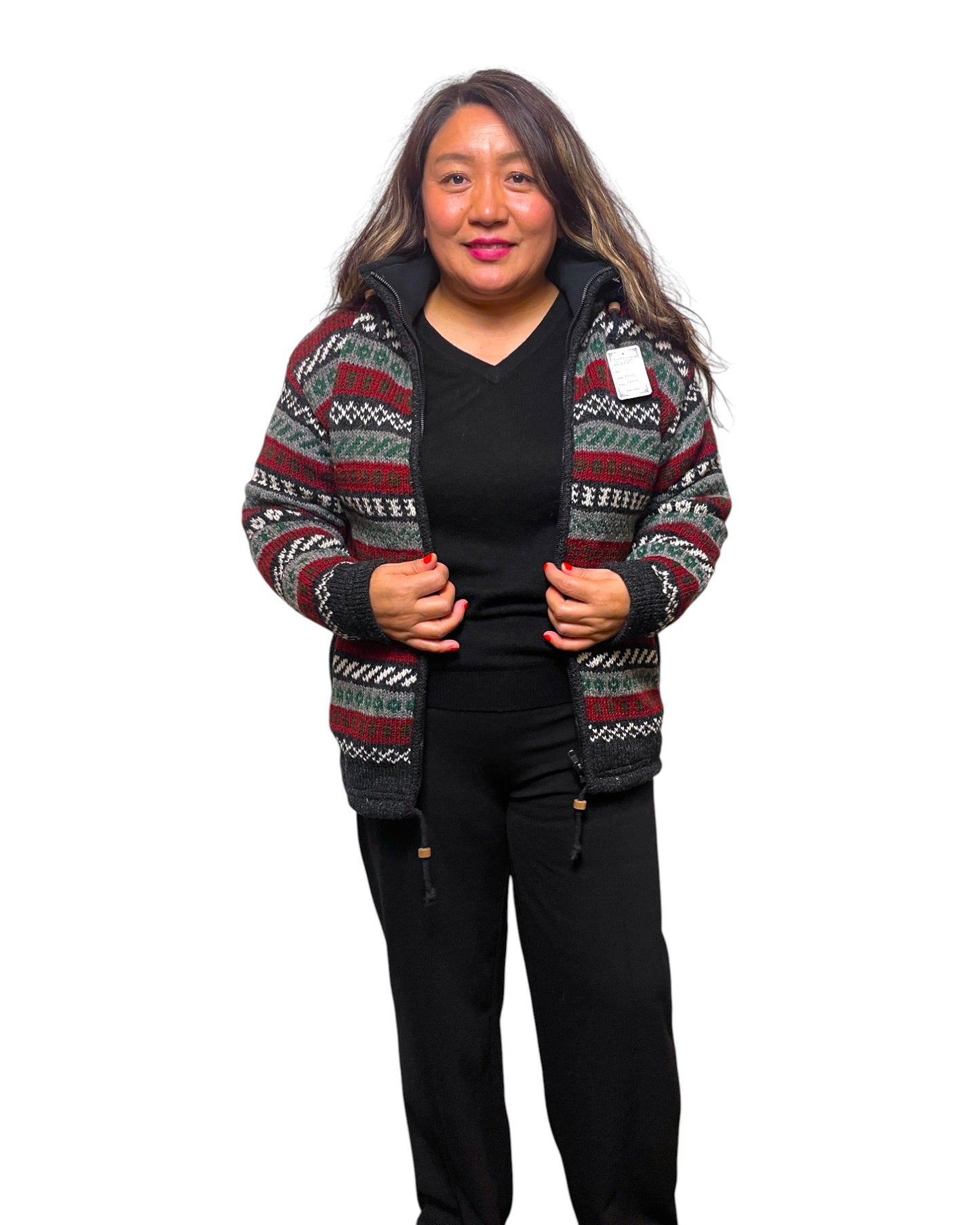 "Khopasi" Handgestrickte Wolljacke Nepal Offen