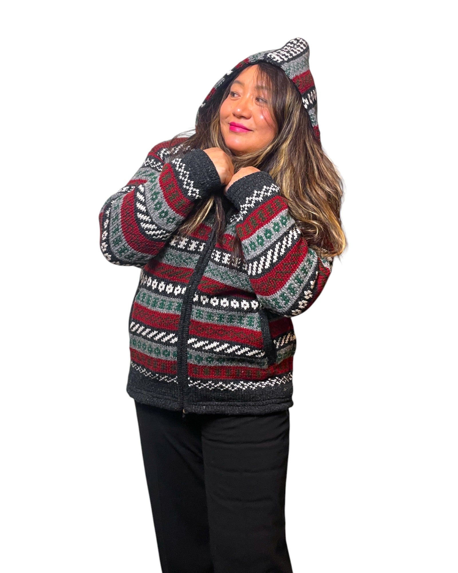 "Khopasi" Handgestrickte Wolljacke Nepal Warm