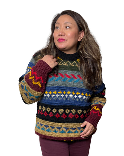 „Kirtipur“ – Handgestrickter Nepal-Pullover Front