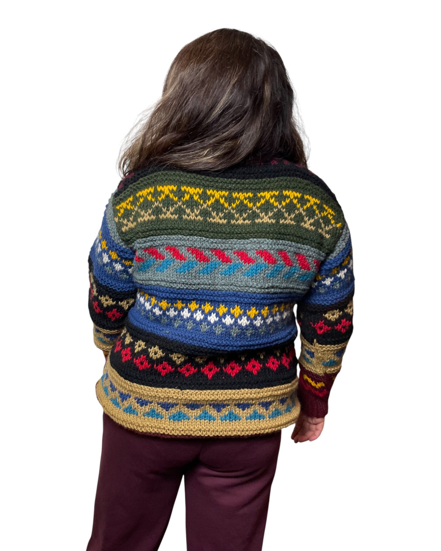 „Kirtipur“ – Handgestrickter Nepal-Pullover Hinten