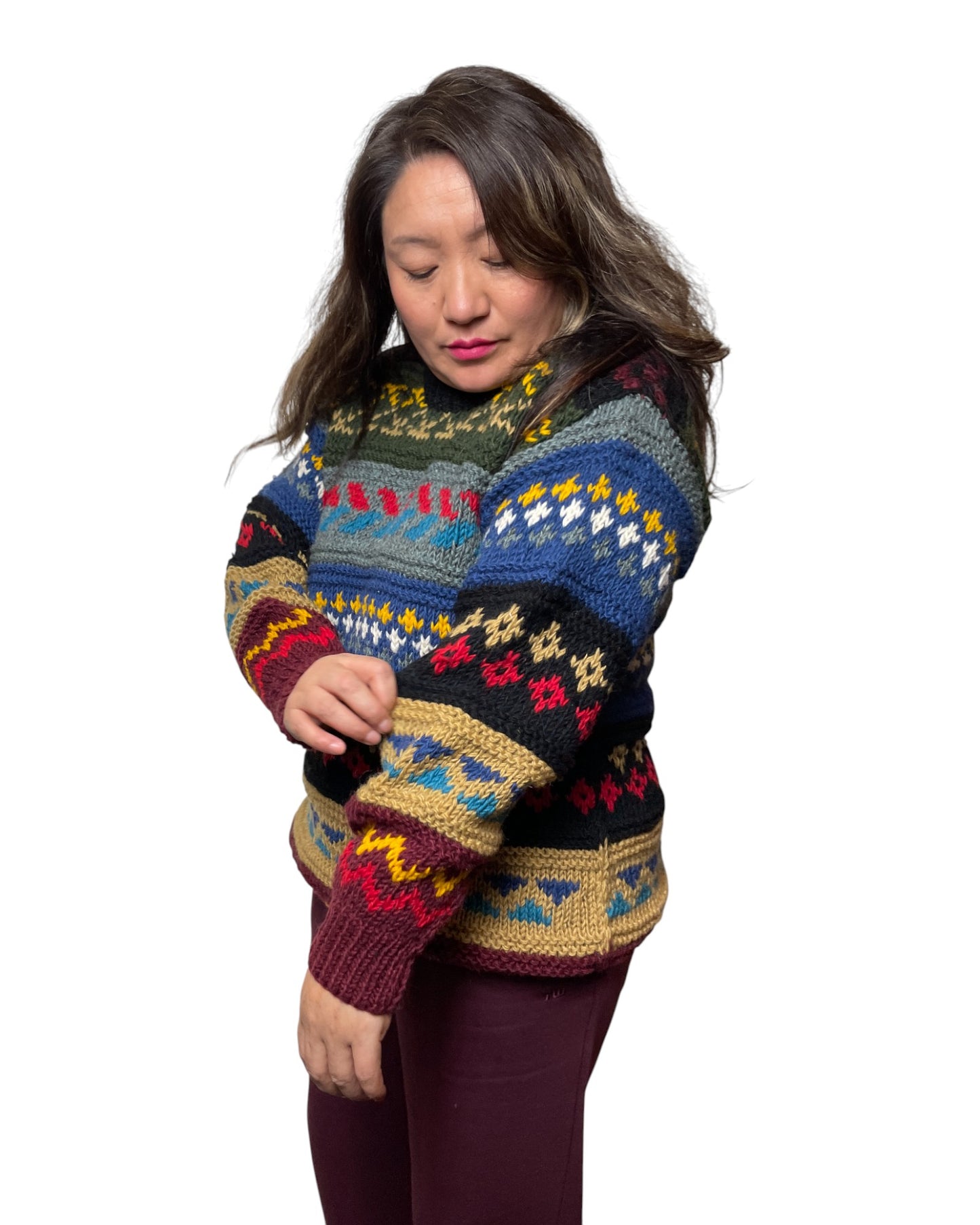 „Kirtipur“ – Handgestrickter Nepal-Pullover Muster