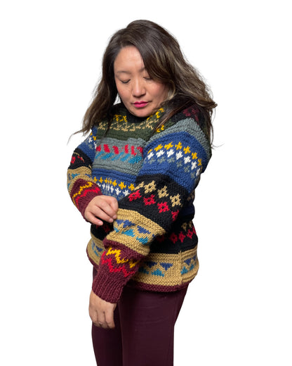 „Kirtipur“ – Handgestrickter Nepal-Pullover Muster