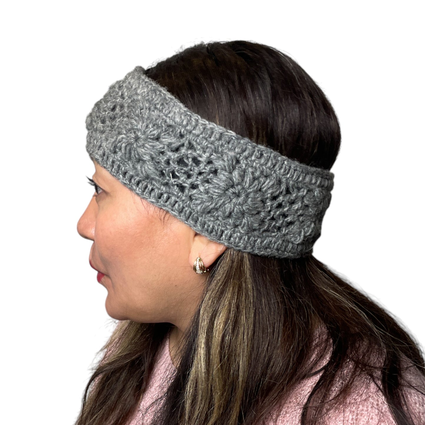 „Langtang“ – Handgehäkelte Nepal-Stirnbänder grau