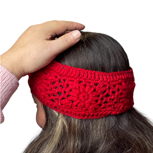 „Langtang“ – Handgehäkelte Nepal-Stirnbänder rot