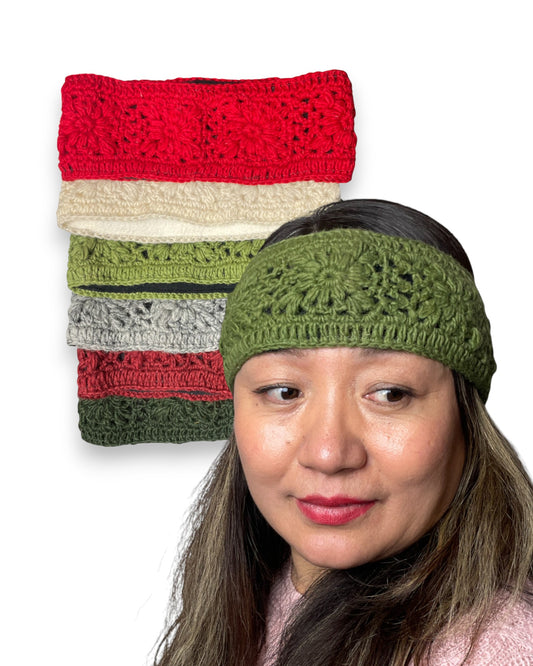 „Langtang“ – Handgehäkelte Nepal-Stirnbänder warm
