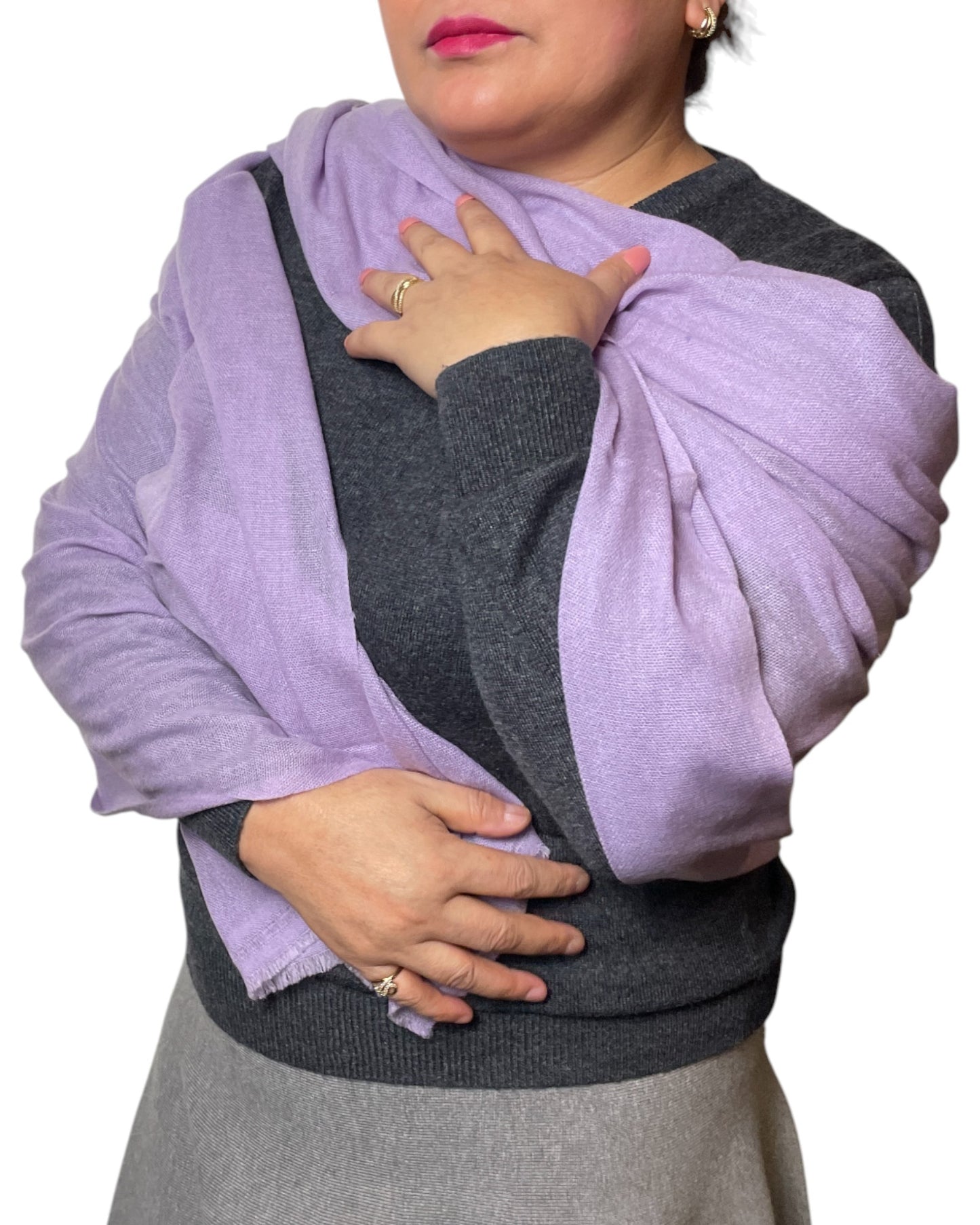 „Lavender Whisper“ – Handgewebter Kaschmir-Schal aus Nepal warm