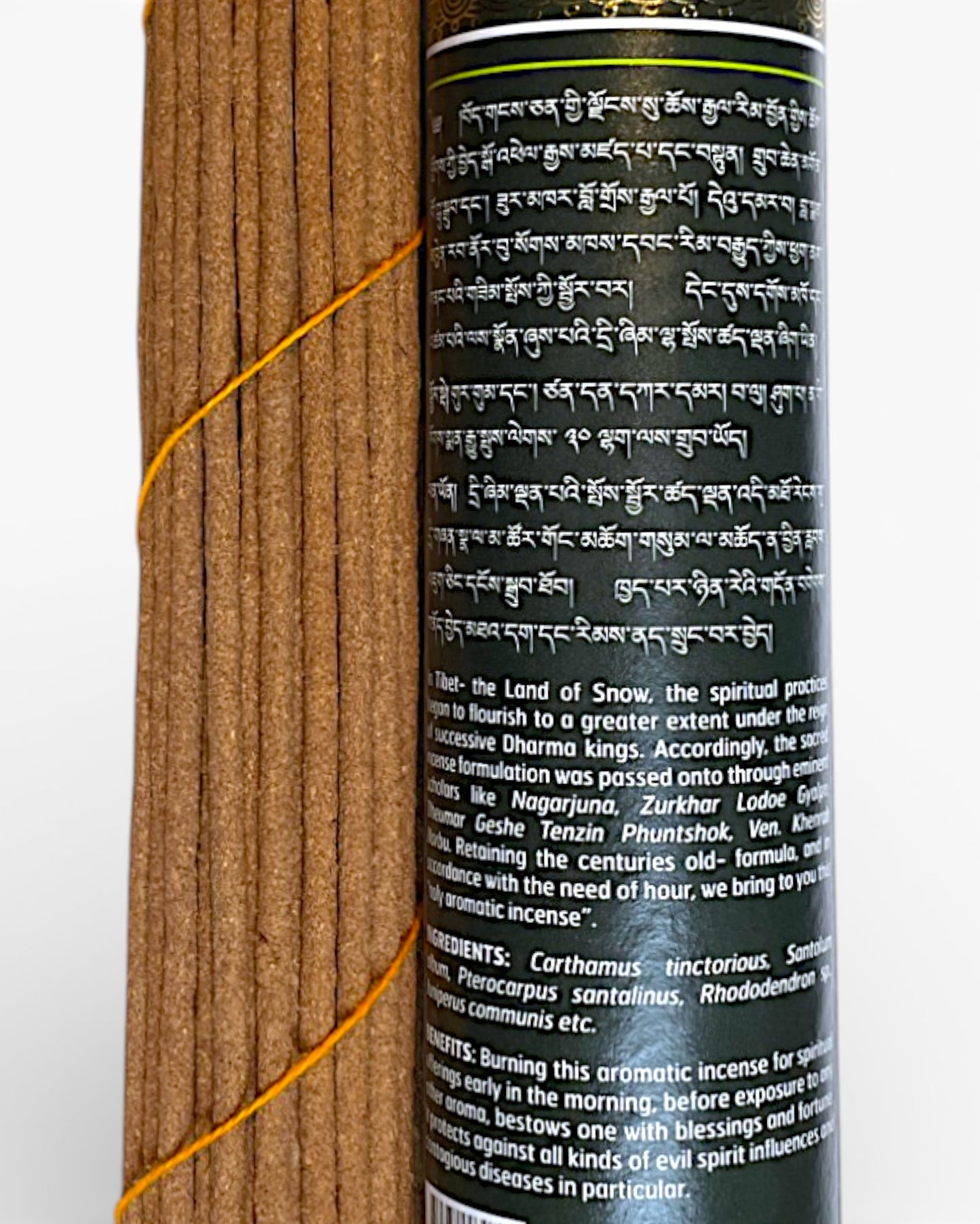 Lhasa Tibetische Raeucherstaebchen Traditioneller Weihrauch aus der Himalaya-Tradition gross Rueckseite mit Inhaltsstoffen und Beschreibung