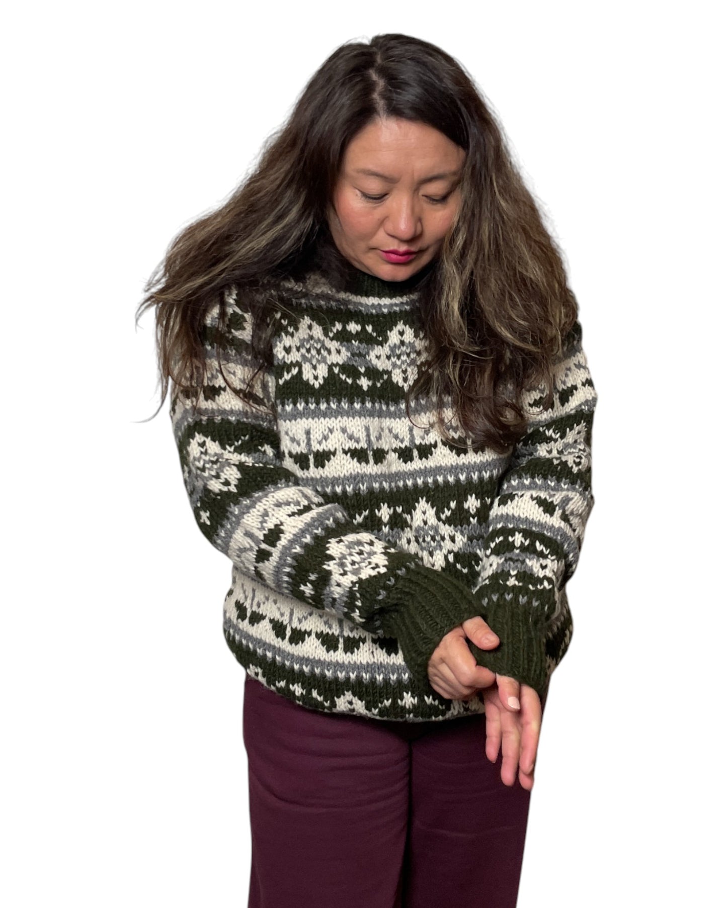 „Loru“ Handgestrickter Nepal-Pullover Front