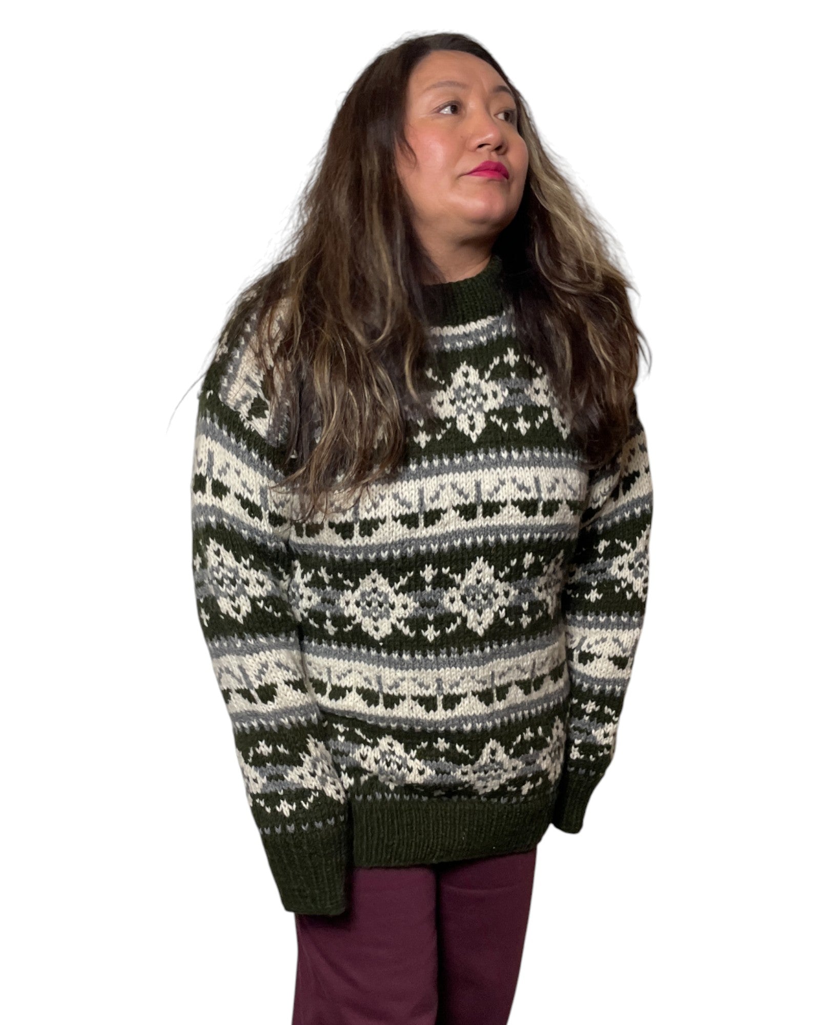„Loru“ Handgestrickter Nepal-Pullover Muster
