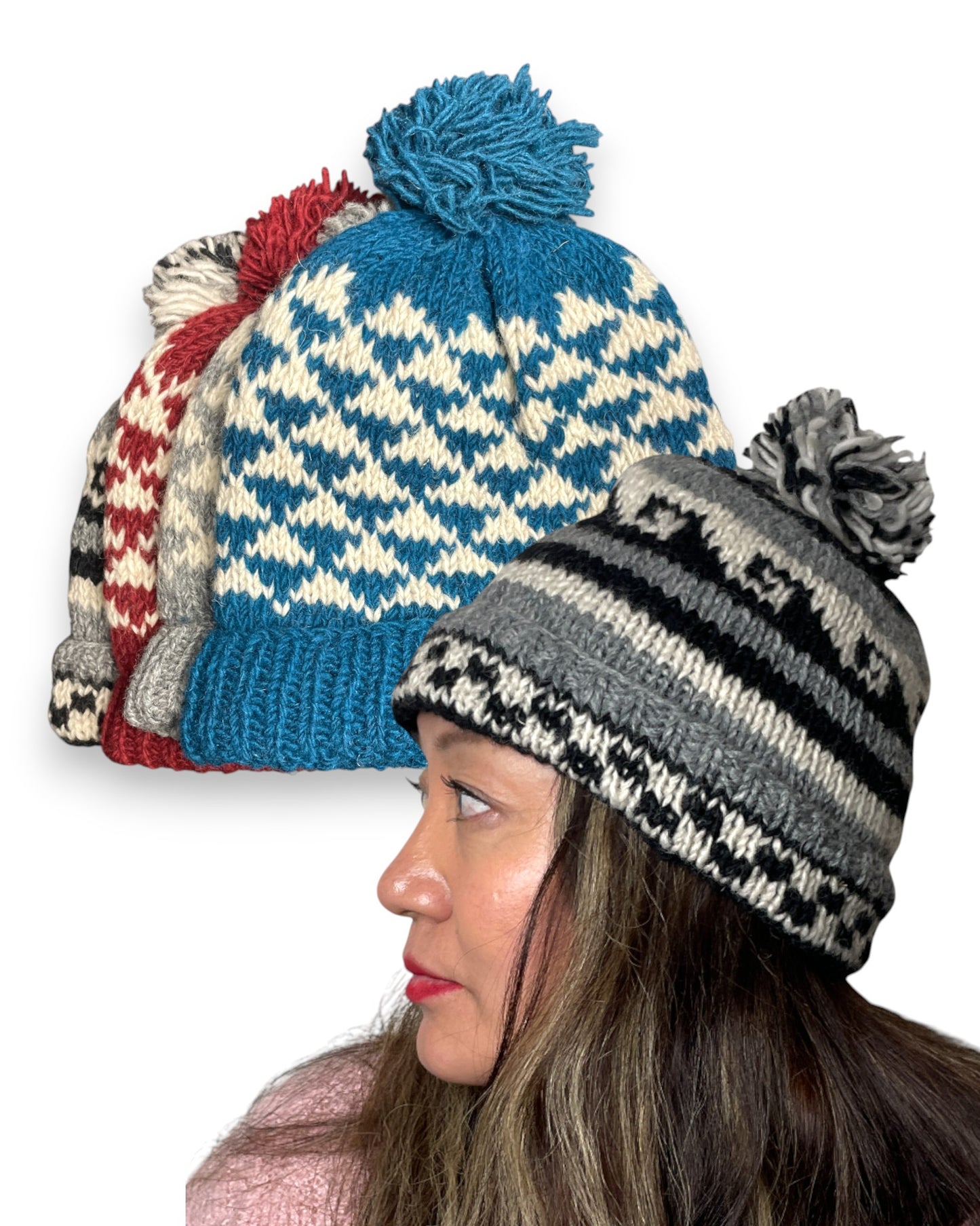 „Makalu“ – Handgestrickte Zipfel-Mütze Titel