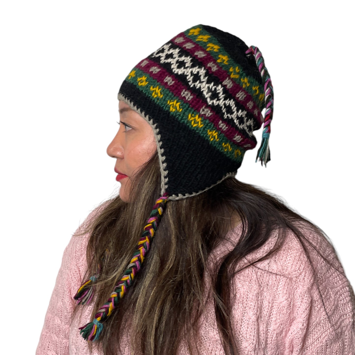 „Manaslu“ – Handgestrickte Nepal-Mütze schwarz