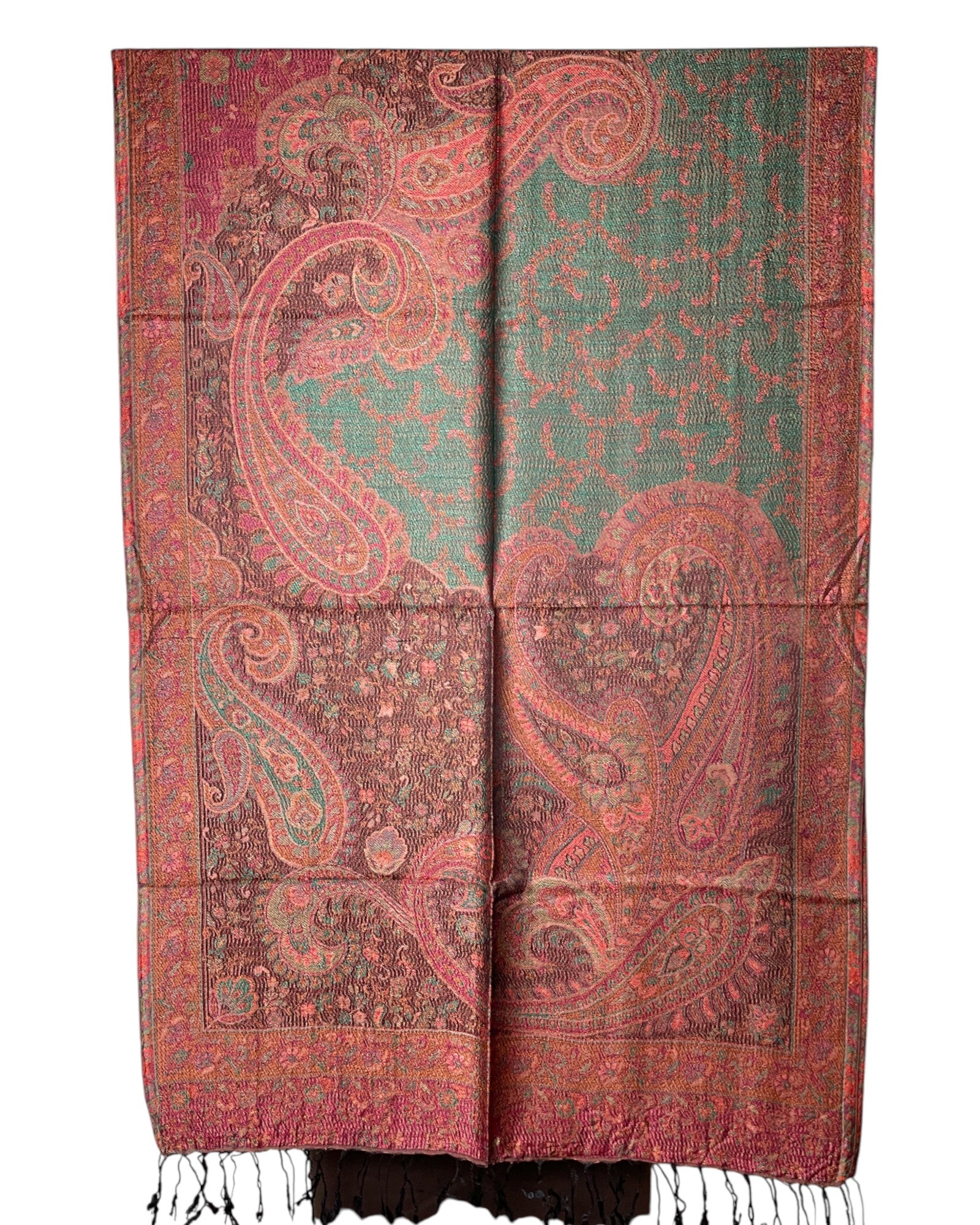 Muster Detail: Jacquard Paisley Muster Burgunder Smaragd