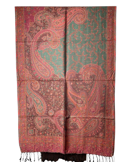 Muster Detail: Jacquard Paisley Muster Burgunder Smaragd