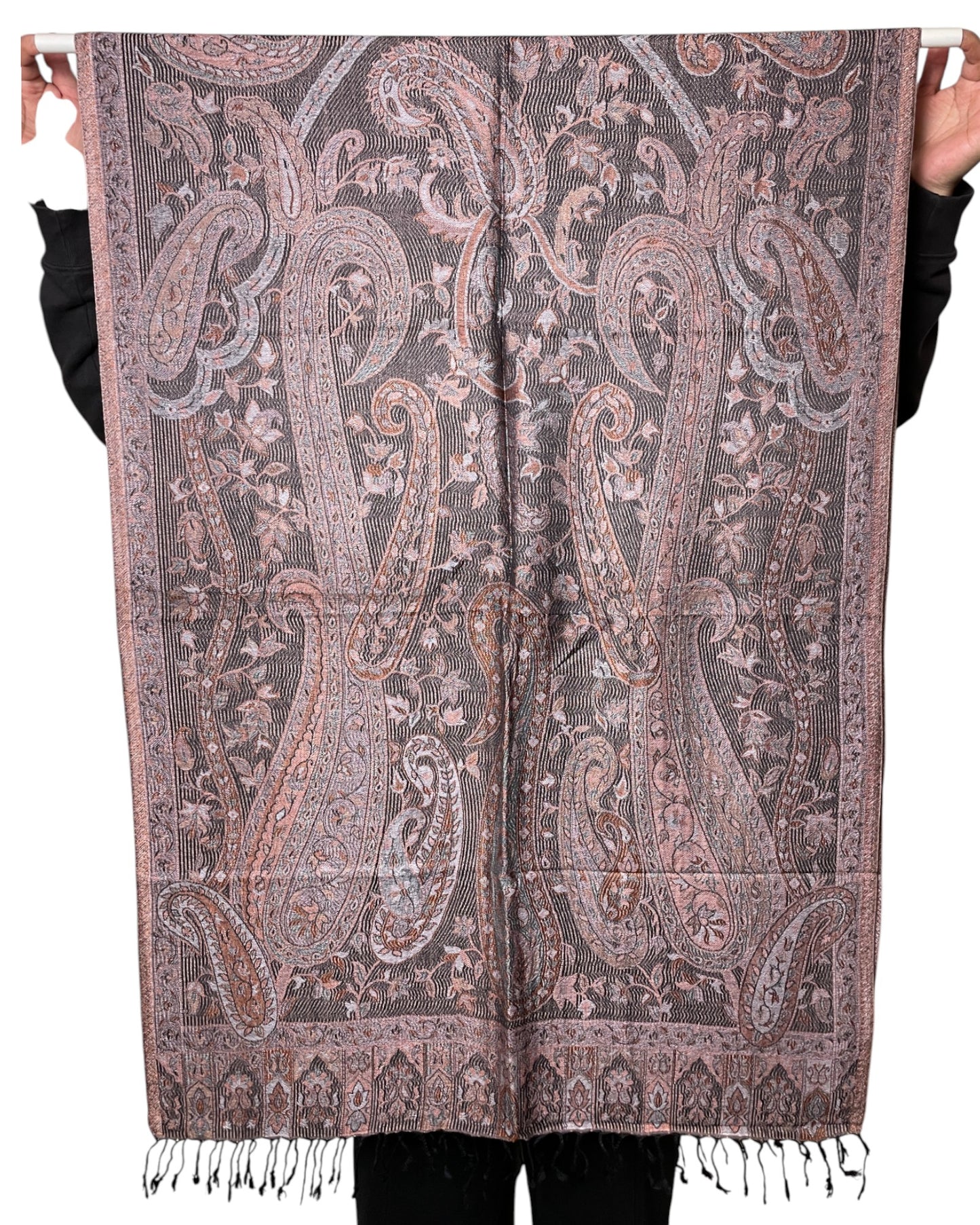 Muster Detail: Jacquard Paisley Muster Seidentuch rosa