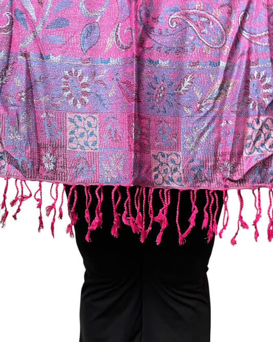 Muster Detail: Paisley Blumenmuster Detail Fuchsia-Blue Harmony Schal