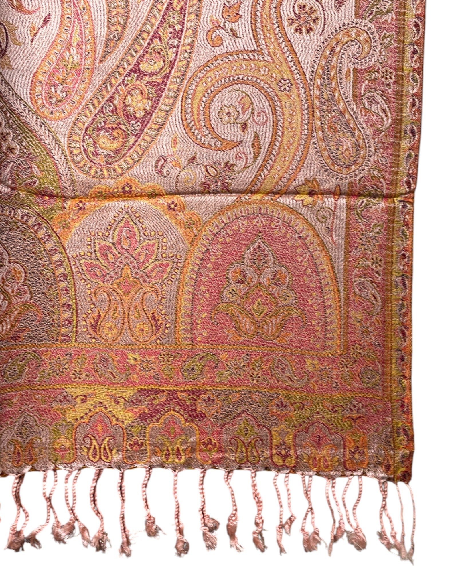Muster Detail: Paisley Blumenranken Jacquard Seidentuch nahe