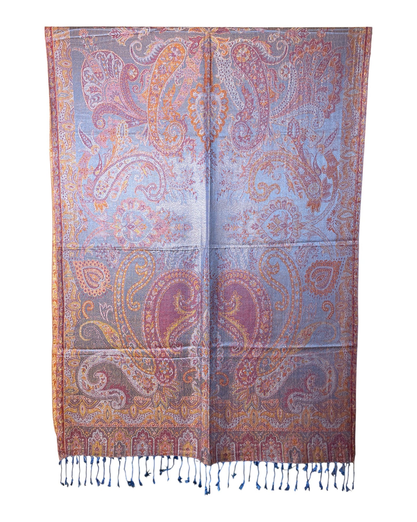 Muster Detail: Paisley Boteh Muster Detail Hellblau Gold Schal