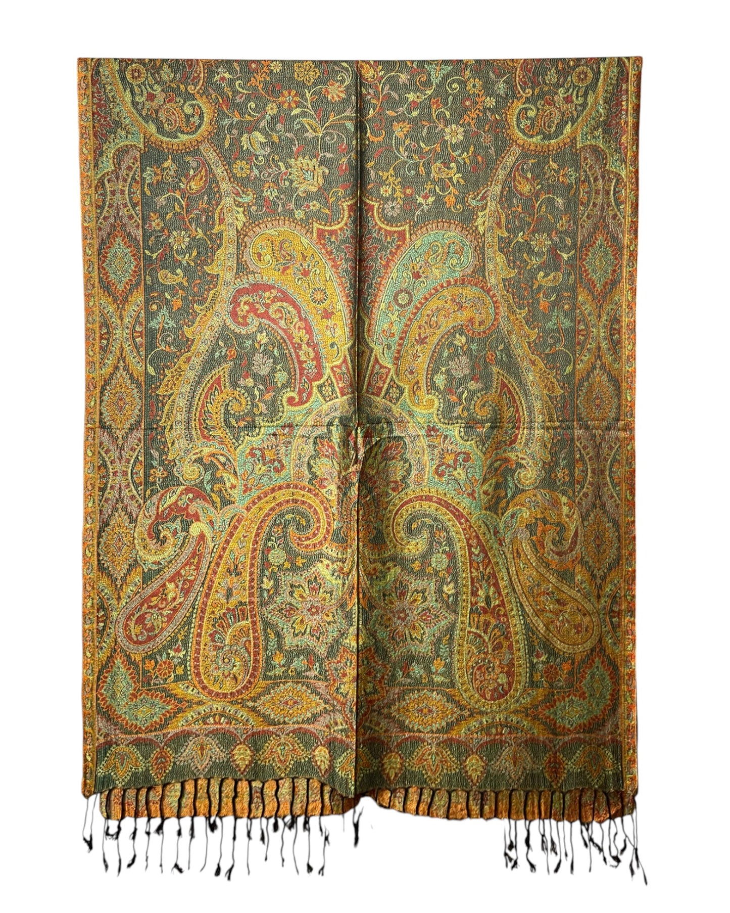 Muster Detail: Paisley Muster Detail Gold Rostrot Anthrazit Schal