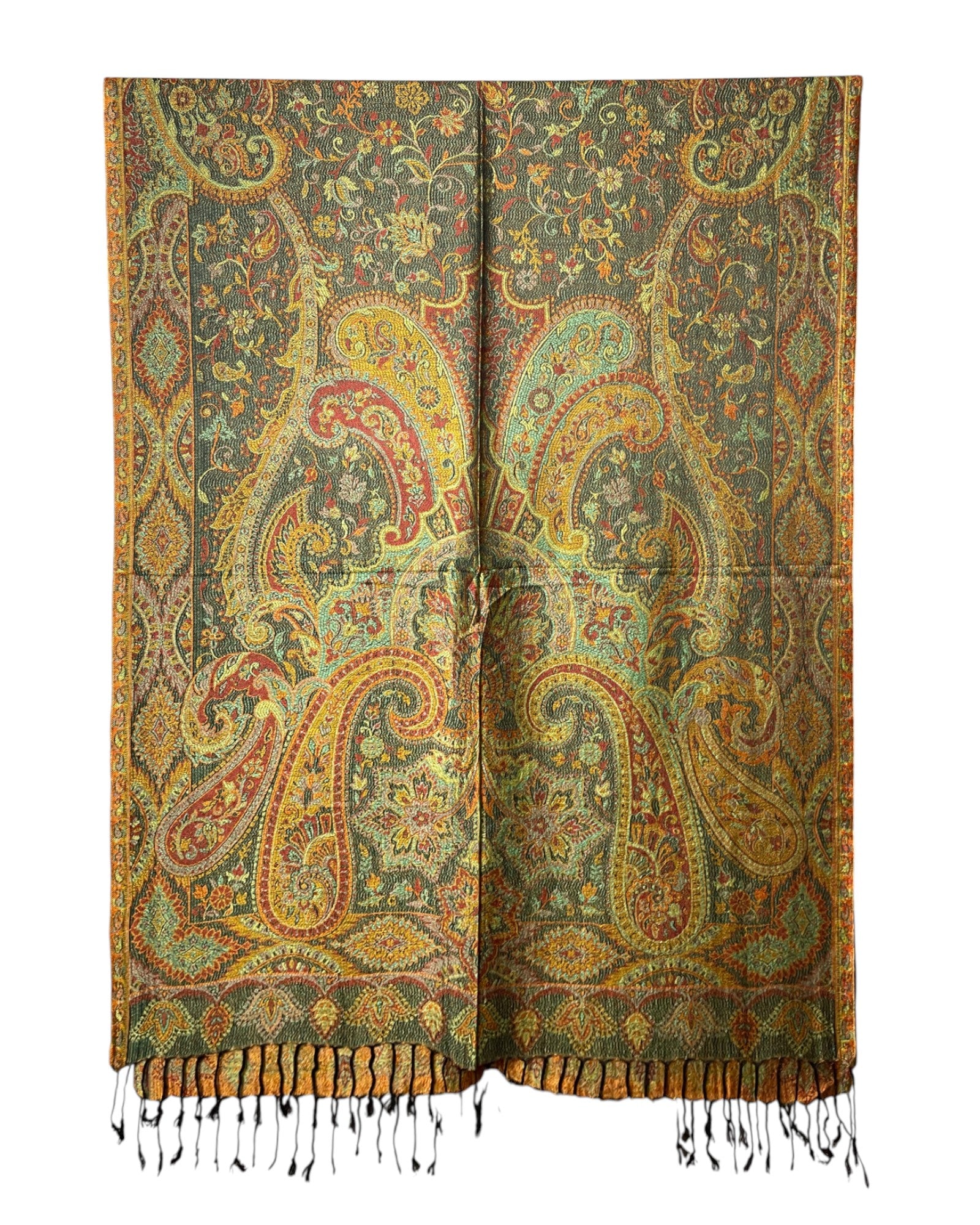 Muster Detail: Paisley Muster Detail Gold Rostrot Anthrazit Schal