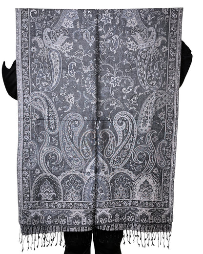 Muster Detail: Paisley Muster Detail Silber Grau Schwarz Schal