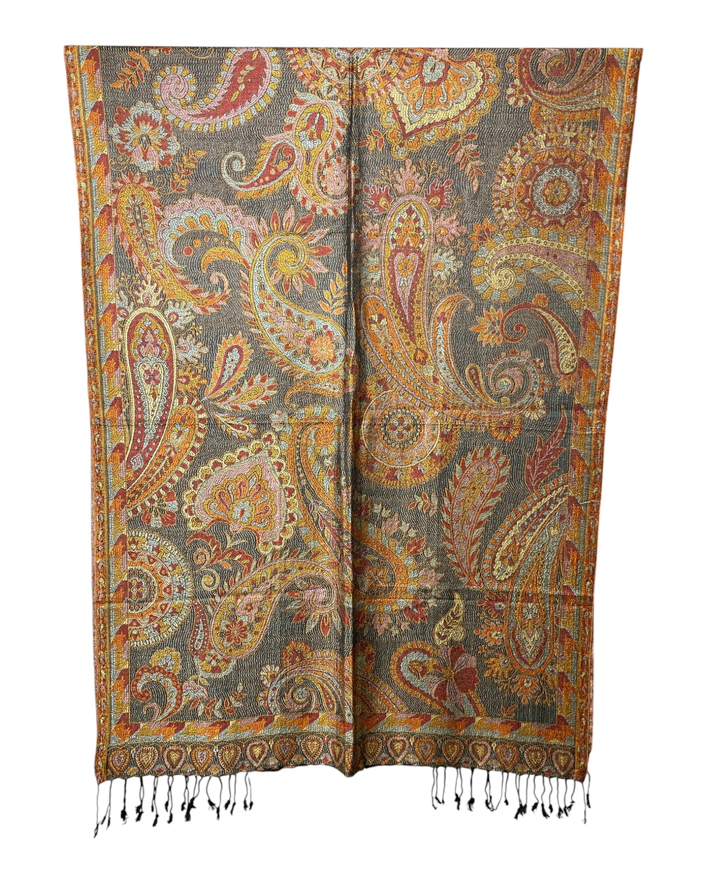 Muster Detail: Paisley Muster Jacquard Schal Erdtöne