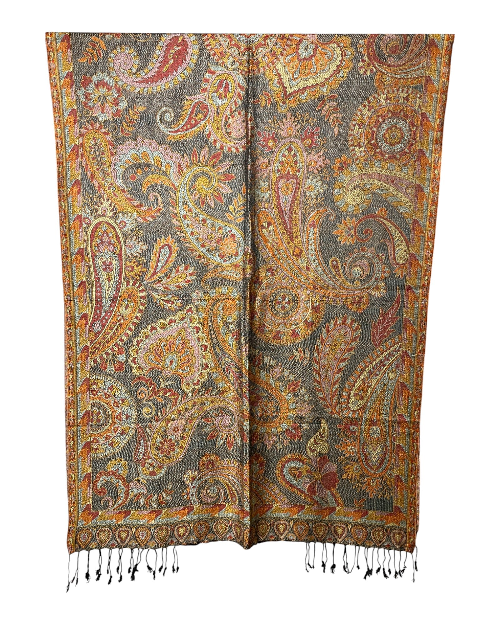 Muster Detail: Paisley Muster Jacquard Schal Erdtöne
