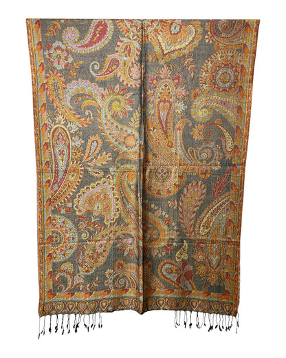 Muster Detail: Paisley Muster Jacquard Schal Erdtöne