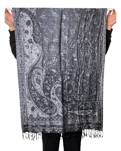 Muster Detail: Paisley Muster Jacquard Seidentuch schwarz