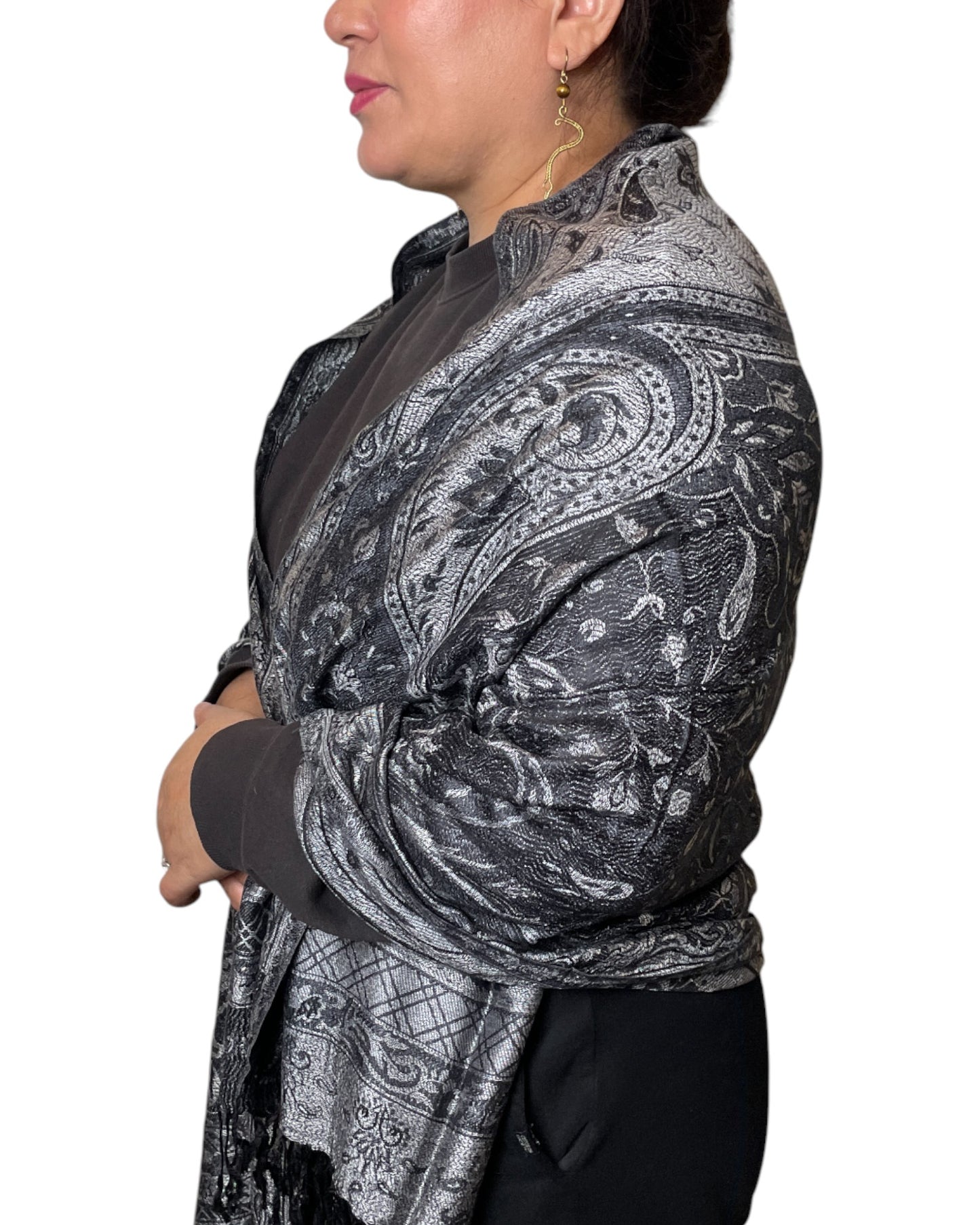 Muster Detail: Paisley Muster Jacquard Seidentuch umhang