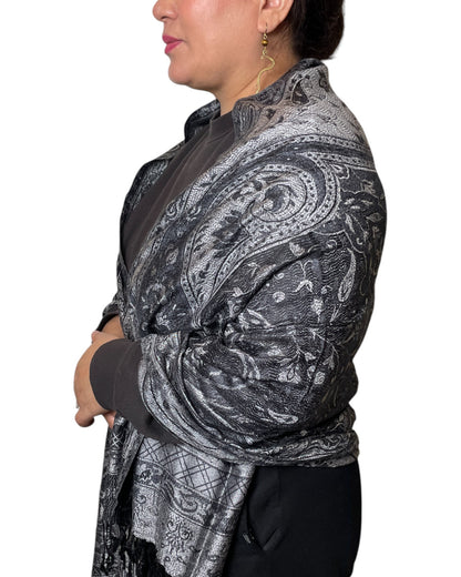 Muster Detail: Paisley Muster Jacquard Seidentuch umhang