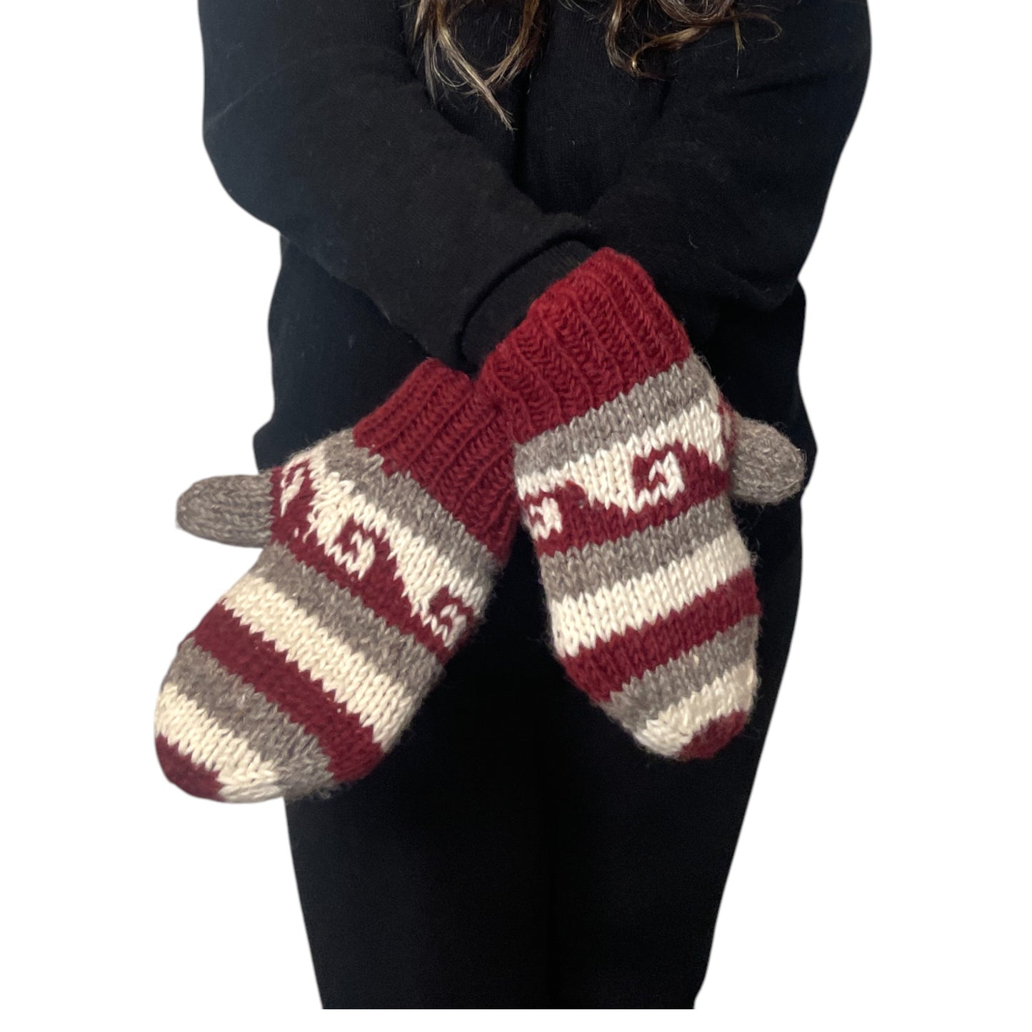 Muster „Lhotse“ – Handgestrickte Nepal-Fäustlinge