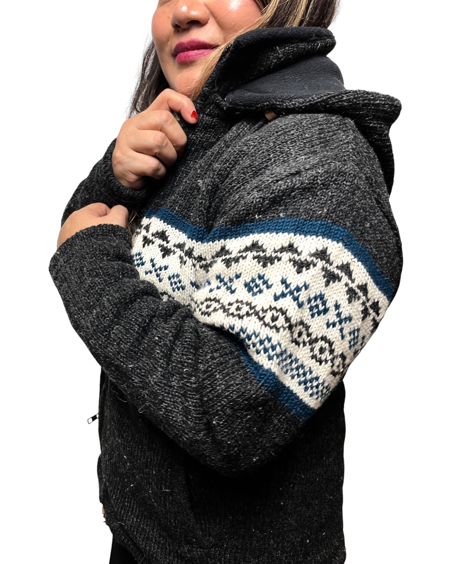 "Nala" Handgestrickte Wolljacke Nepal_Muster