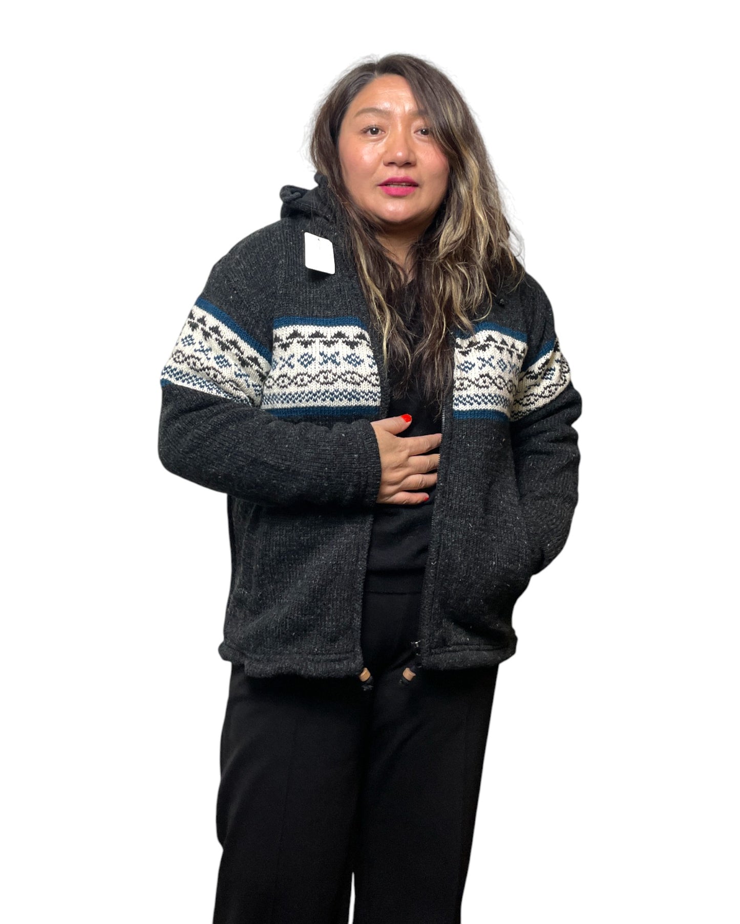 Nala_Handgestrickte_Wolljacke_Nepal_Offen