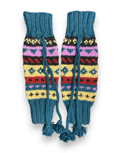 Namche – Handgestrickte Nepal Beinstulpen petrol