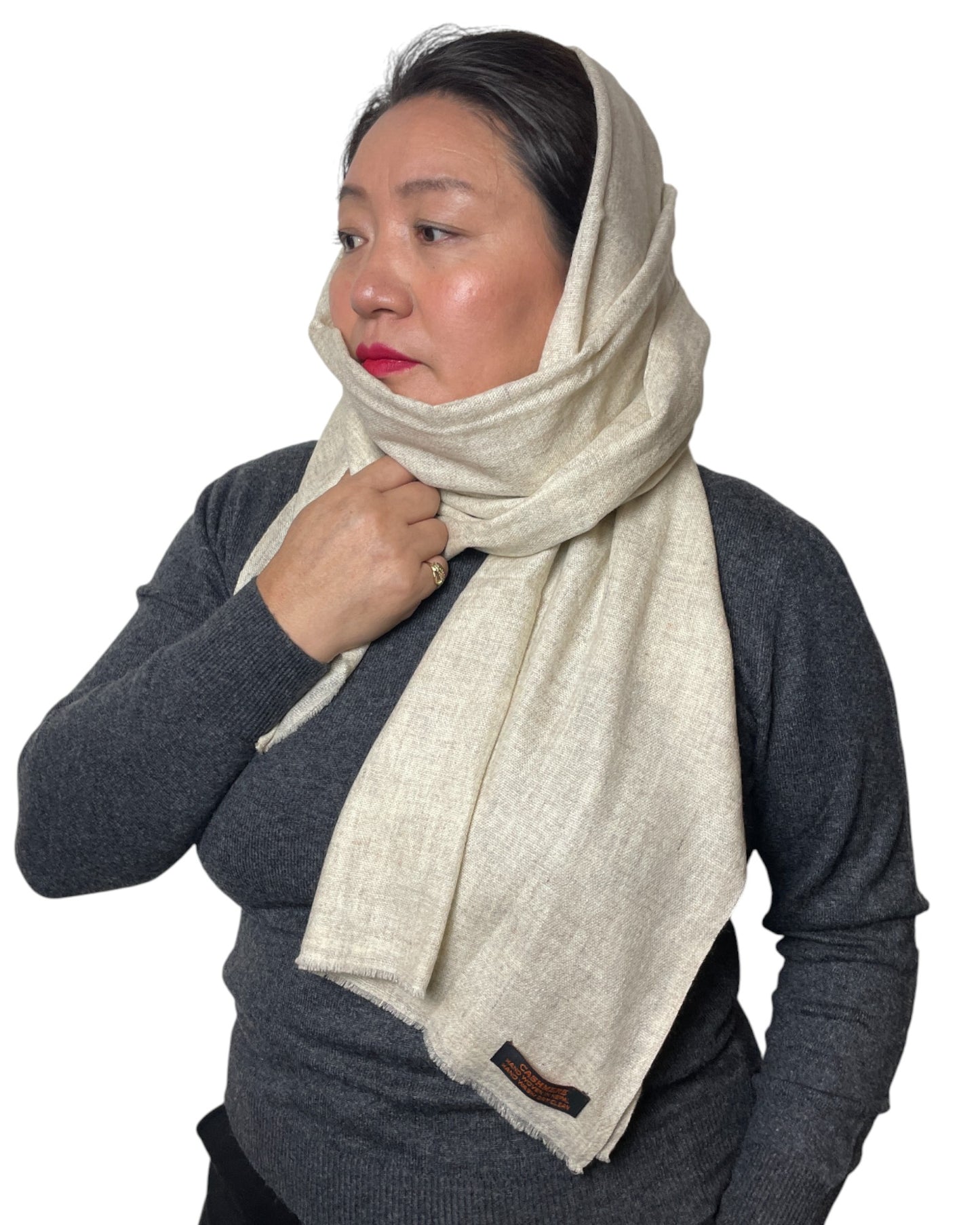 „Natural Sand“ – Handgewebter Kaschmir-Schal aus Nepal kopftuch