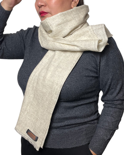 „Natural Sand“ – Handgewebter Kaschmir-Schal aus Nepal warm