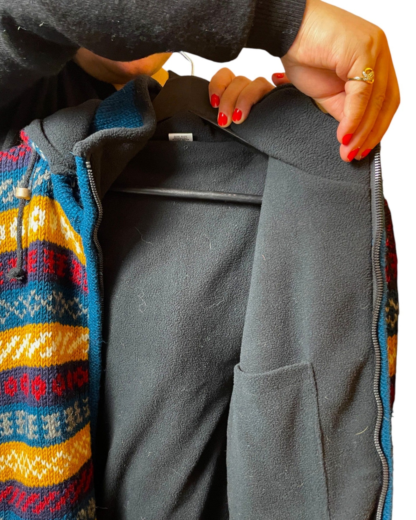 "Norweger" Handgestrickte Wolljacke Nepal Innen