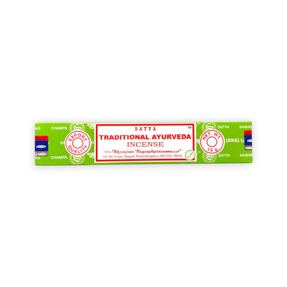 Original Satya Traditional Ayurveda Räucherstäbchen 15 g – handgerollt, sanft-würzig, 🧘 für Meditation, Yoga und Raumreinigung