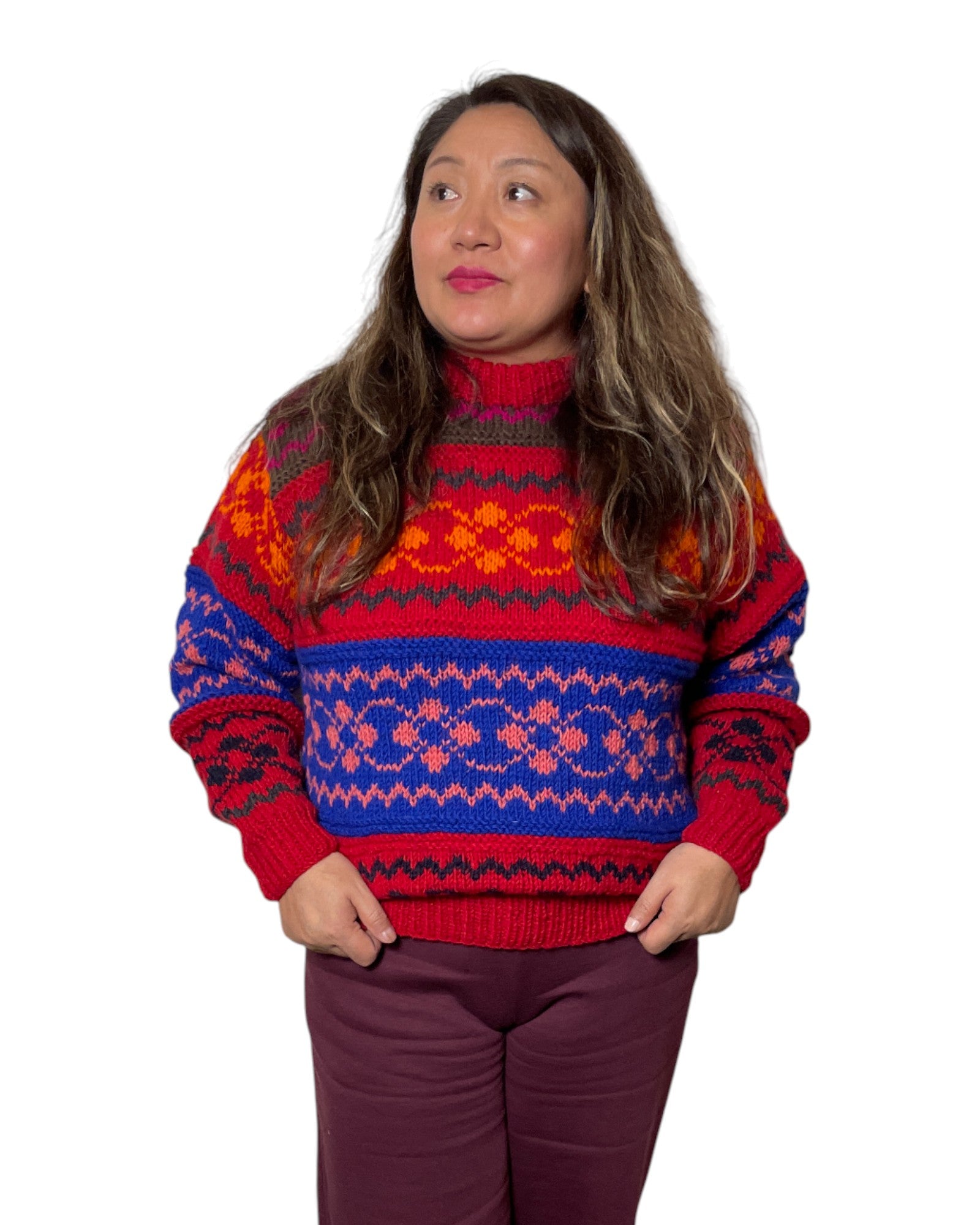 „Pahira“ – Handgestrickter Nepal-Pullover Front