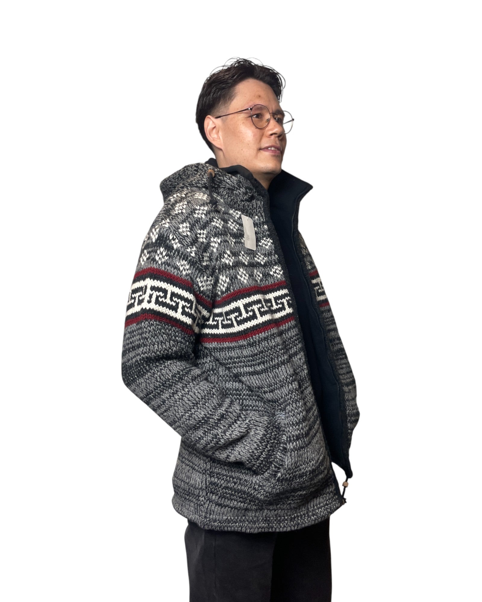 "Panauti" Handgestrickte Wolljacke Nepal Taschen