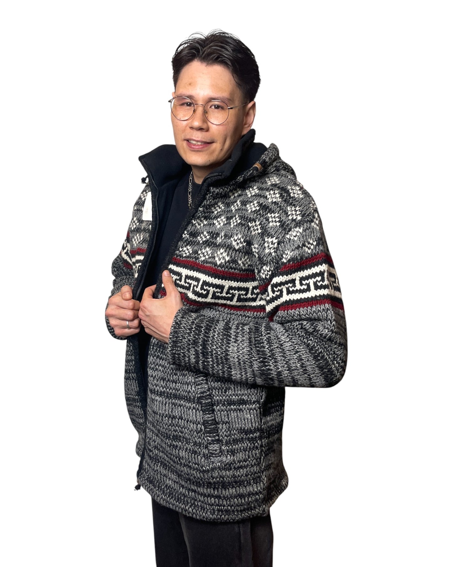 "Panauti" Handgestrickte Wolljacke Nepal vorne