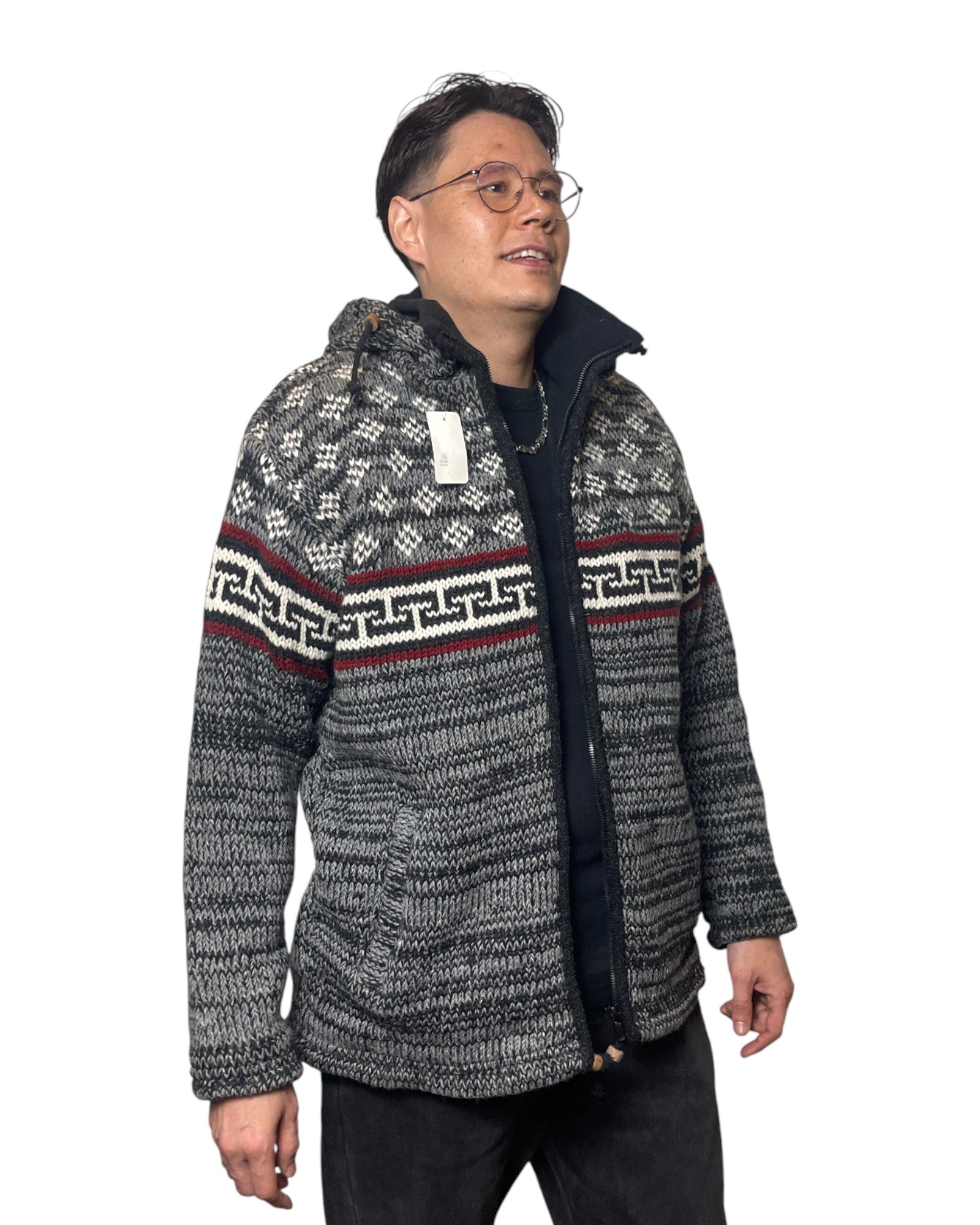 "Panauti" Handgestrickte Wolljacke Nepal warm